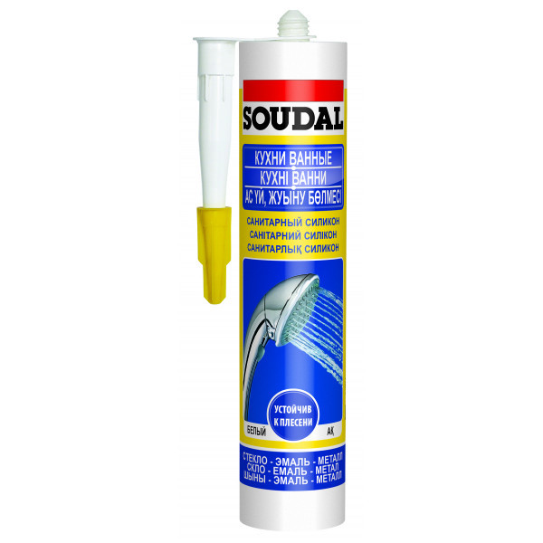 Герметик силиконовый санитарный Soudal, белый, 280 мл