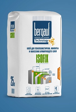 Клей для пенополистирола и минваты армирующий Bergauf (Бергауф) Isofix, 25 кг