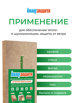 Плита МДВП ветрозащитная Кнауф Защита для кровли 1250х600х22 мм, 4 шт/уп, 3 м²