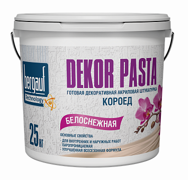 Штукатурка декоративная акриловая готовая Bergauf (Бергауф) Dekor Pasta короед 2 мм, лето-зима, 25 кг